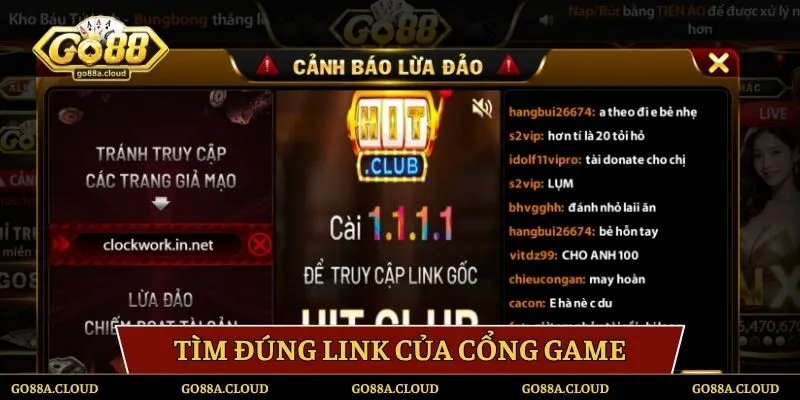 Tìm đúng link của cổng game